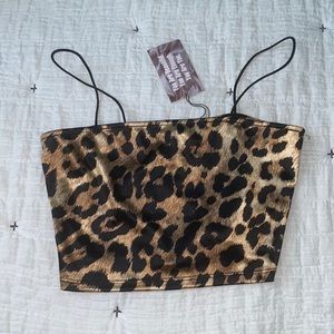 Cheetah bandeau crop top w/ strings